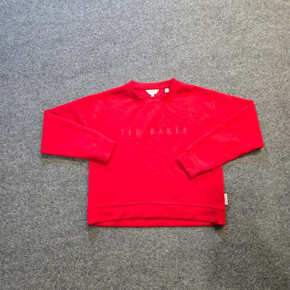 Ted Baker Sweatshirt Womens Size Small Red Logo Crew Neck Long Sleeve Casual
